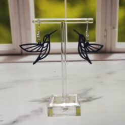 Hummingbird Matte PLA 3D Printed Earrings - Back