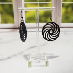 Hypnotic Swirl Matte PLA 3D Printed Earrings - Back