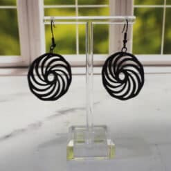 Hypnotic Swirl Matte PLA 3D Printed Earrings - Front