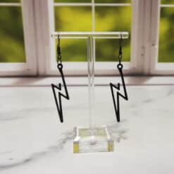 Lightening Bolt Matte PLA 3D Printed Earrings - Back