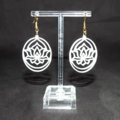 Lotus Flower Matte PLA 3D Printed Earrings - Back