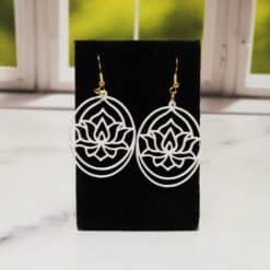Lotus Flower Matte PLA 3D Printed Earrings - Front