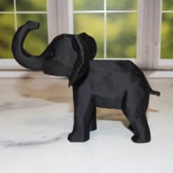 Low Poly Happy Elephant Sculpture - Left
