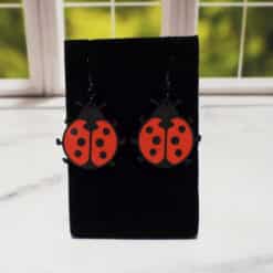 Lucky Ladybug Matte PLA 3D Printed Earrings - Front