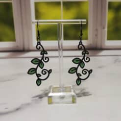 Midnight Ivy Matte PLA 3D Printed Earrings - Front