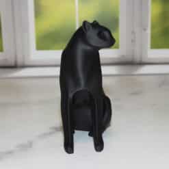 Modern Black Panther Sitting Statue - Front