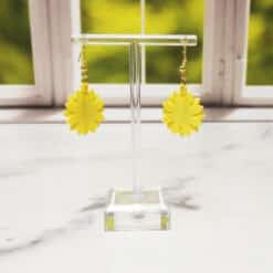 Sunflower Matte PLA 3D Printed Earrings - Back