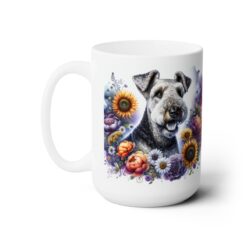 Airedale Terrier in Flowers 15oz Mug - Left