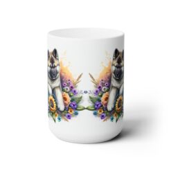 Akita in Flowers 15oz Mug - Front
