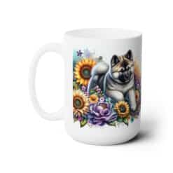 Akita in Flowers 15oz Mug - Left