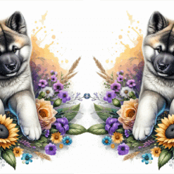 Akita in Flowers 15oz Mug - Render
