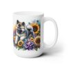 Akita in Flowers 15oz Mug - Right