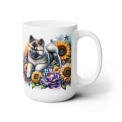 Akita in Flowers 15oz Mug - Right