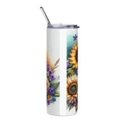 Akita in Flowers 20oz Tumbler - Back