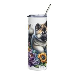 Akita in Flowers 20oz Tumbler - Front