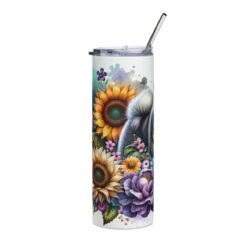 Akita in Flowers 20oz Tumbler - Left