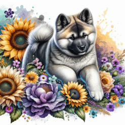 Akita in Flowers 20oz Tumbler - Render