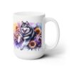 Alaskan Malamute in Flowers 15oz Mug - Right
