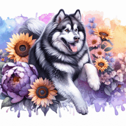 Alaskan Malamute in Flowers 20oz Tumbler - Render