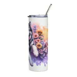 Alaskan Malamute in Flowers 20oz Tumbler - Right