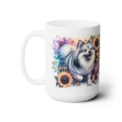 American Eskimo Dog in Flowers 15oz Mug - Left