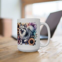 American Eskimo Dog in Flowers 15oz Mug - Lifestyle