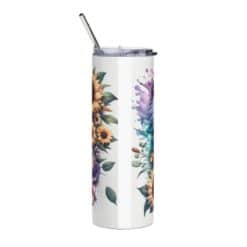 American Eskimo Dog in Flowers 20oz Tumbler - Back