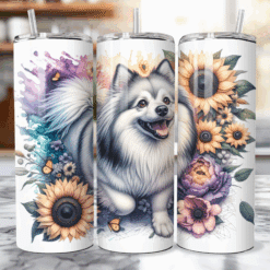 American Eskimo Dog in Flowers 20oz Tumbler - Lifestyle