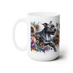 American Staffordshire Terrier in Flowers 15oz Mug - Left