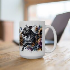 American Staffordshire Terrier in Flowers 15oz Mug - Lifestyle