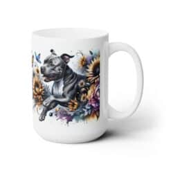 American Staffordshire Terrier in Flowers 15oz Mug - Right