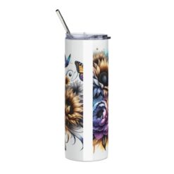 American Staffordshire Terrier in Flowers 20oz Tumbler - Back