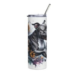American Staffordshire Terrier in Flowers 20oz Tumbler - Front