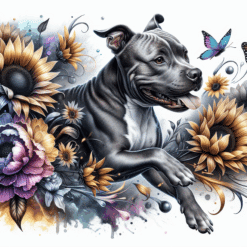 American Staffordshire Terrier in Flowers 20oz Tumbler - Render