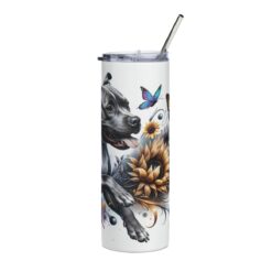 American Staffordshire Terrier in Flowers 20oz Tumbler - Right