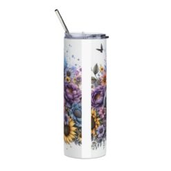 American Water Spaniel in Flowers 20oz Tumbler - Back