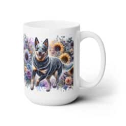Australian Cattle Dog in Flowers 15oz Mug - Right