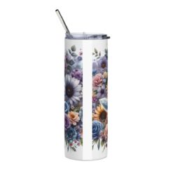 Australian Cattle Dog in Flowers 20oz Tumbler - Back