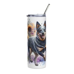 Australian Cattle Dog in Flowers 20oz Tumbler - Front