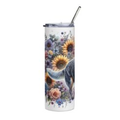 Australian Cattle Dog in Flowers 20oz Tumbler - Left