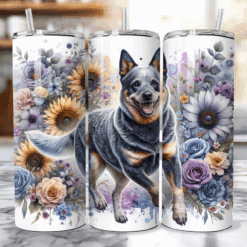 Australian Cattle Dog in Flowers 20oz Tumbler - Lifestyle