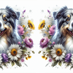 Australian Shepherd in Flowers 15oz Mug - Render