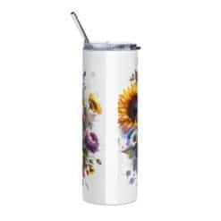 Australian Shepherd in Flowers 20oz Tumbler - Back