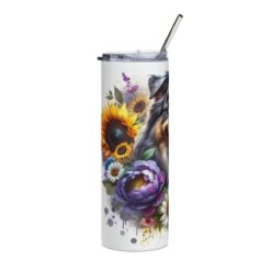 Australian Shepherd in Flowers 20oz Tumbler - Left