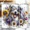 Australian Shepherd in Flowers 20oz Tumbler - Lifestyle