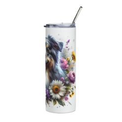 Australian Shepherd in Flowers 20oz Tumbler - Right
