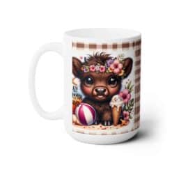 Baby Highland Cow Lazy Summer Days 15oz Mug - Left