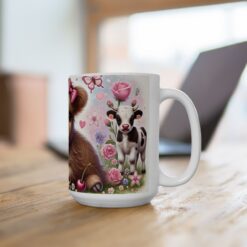 Baby Highland Cow with Males 15oz Mug - Lifestyle