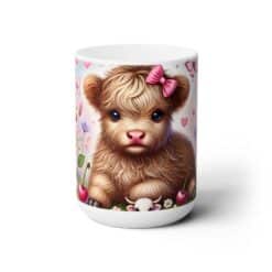 Baby Highland Cow with Males 15oz Mug - Front