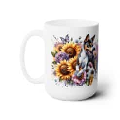 Basenji in Flowers 15oz Mug - Left